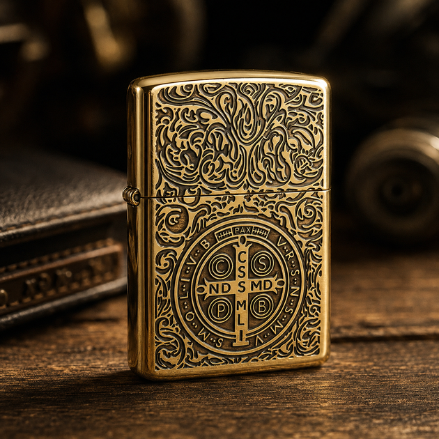 Запальничка бензинова Zippo Constantine Saint Benedict з гравіюванням - изображение 2