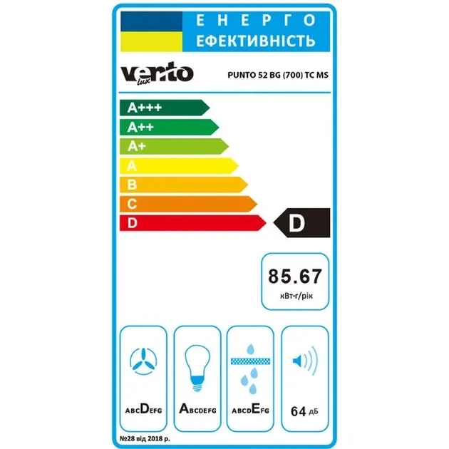 Витяжка VENTOLUX PUNTO 52 BG (700) TC MS - изображение 6