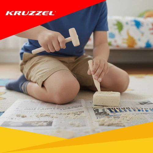 Набор для раскопок динозавров Kruzzel 5в1 палеонтологический комплект 3 блока яйцо череп 5 фигурок развивающая игра для детей от 6 лет Разноцветный - изображение 4