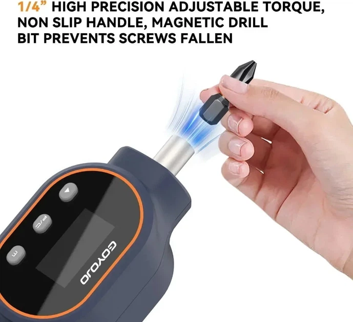 Цифрова динамометрична викрутка GOYOJO GMS4 (0.4-4 Nm) c набором магнітних біт 1/4″ 10 шт Blue (45100) - зображення 5