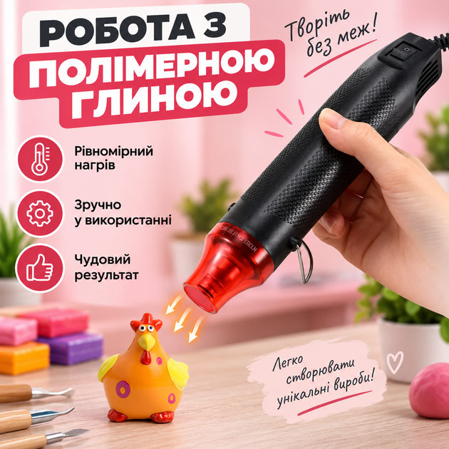 Мини-термофен SY300 Black 300 Вт для термоусадки и пайки + 127 термоусадок - изображение 10