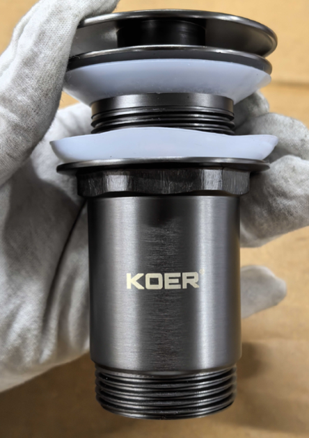 Донний клапан для раковини Koer PW-08-07 1 1/4" без переливу автоматичний CLICK-CLACK (Колір графіт) (KR6484) ( 15530 ) - изображение 10