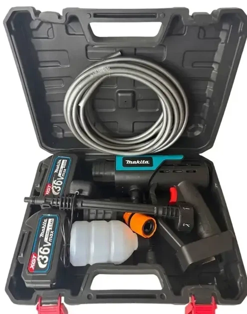 Мойка для авто Makita DHW201Z аккумуляторная 36 В 6 А·ч беспроводная 30 бар аппарат высокого давления 230 л/ч с 6 режимами шлангом 5 м кейсом для мойки машины велосипеда садовой техники - Фото 3 Мойка для авто Makita DHW201Z аккумуляторная 36 В 6 А·ч беспроводная 30 бар аппарат высокого давления 230 л/ч с 6 режимами шлангом 5 м кейсом для мойки машины велосипеда садовой техники - изображение 3