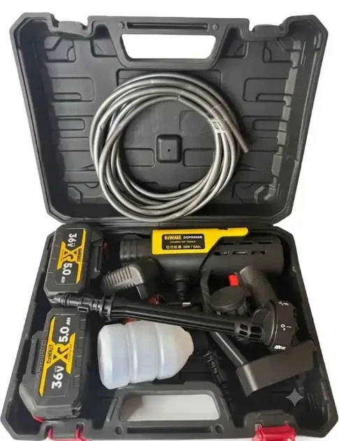 Аккумуляторная мойка высокого давления DeWalt DCPW650B 36 В 6 А·ч 30 бар мини мойка для авто беспроводной аппарат высокого давления портативная автомойка с 2 АКБ пеногенератором для машины плитки фасада сада - изображение 7