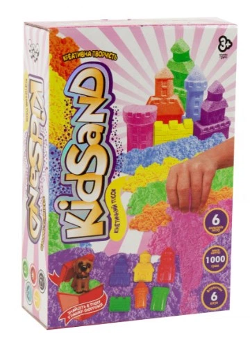 Кінетичний пісок KidSand із формочками кольоровий 1 кг DANKO TOYS (KS-04-13U) - Фото 1 Кінетичний пісок KidSand із формочками кольоровий 1 кг DANKO TOYS (KS-04-13U) - зображення 1