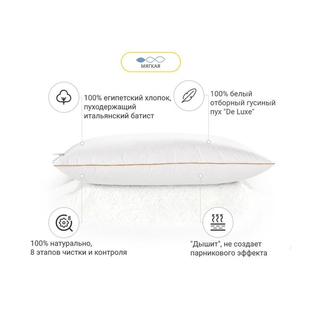 Подушка MirSon пухова Hand Made De Luxe White 903 низька 70x70 (2200000555809) - изображение 2
