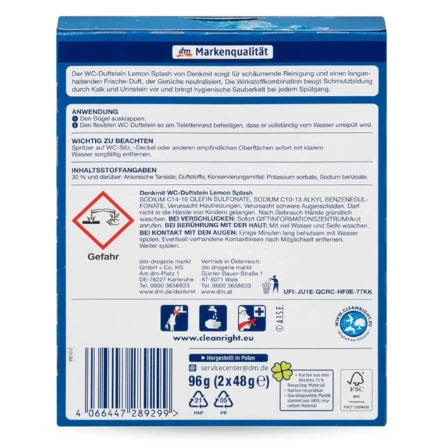 Подвесной блок для унитаза Denkmit WC Lemon Splash, 2 шт - изображение 3