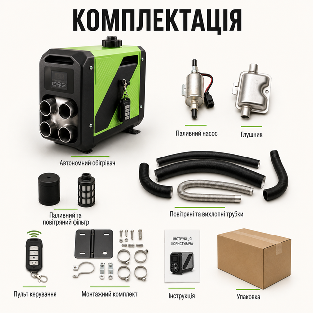 Дизельный автономный обогреватель 5кВт 12В GREELITE SN99 отопитель для авто гаража кемпера с пультом - изображение 6