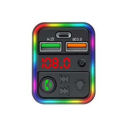 FM-модулятор Havit HV-FM821BT, Black, від прикурювача, Bluetooth 5.3 + EDR, 2xUSB (3.1A / 1A), USB / AUX / FM передавач (87.5-108МГц) - изображение 2