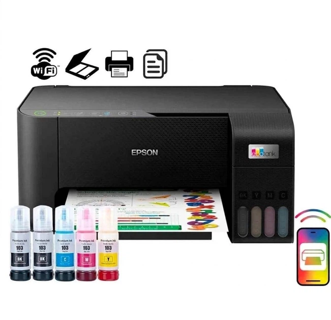 Струменевий кольоровий БФП Epson з вбудованим СБПЧ та з Wi-Fi EcoTank L3270 принтер сканер ксерокс для дому - зображення 7