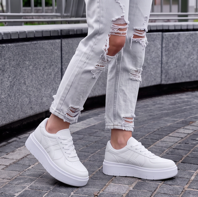 Женские кроссовки кеды на высокой подошве Fashion 107-06 Белые 37 - Фото 3 Женские кроссовки кеды на высокой подошве Fashion 107-06 Белые 37 - изображение 3