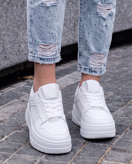 Женские кроссовки кеды на высокой подошве Fashion 107-05 Белые 37 - Фото 4 Женские кроссовки кеды на высокой подошве Fashion 107-05 Белые 37 - изображение 4