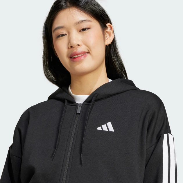 Джемпер жіночий ADIDAS Essentials 3-Stripes Full-Zip Fleece JE1283 xl, чорний - Фото 4 Джемпер жіночий ADIDAS Essentials 3-Stripes Full-Zip Fleece JE1283 xl, чорний - зображення 4
