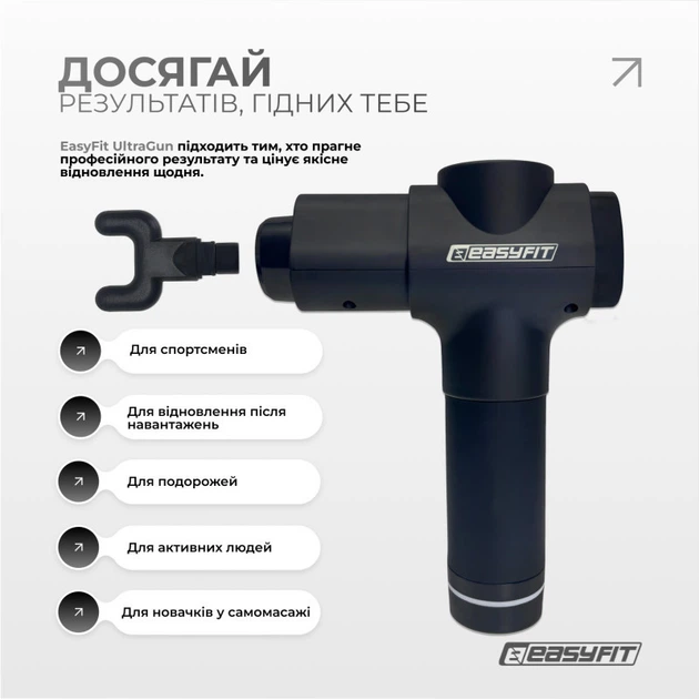 Перкуссионный вибромассажер EasyFit UltraGun 13 насадок EF-2074 - изображение 2