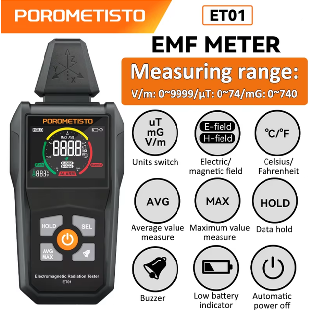 Измеритель электромагнитного излучения POROMETISTO ET01 3 в 1 - изображение 2