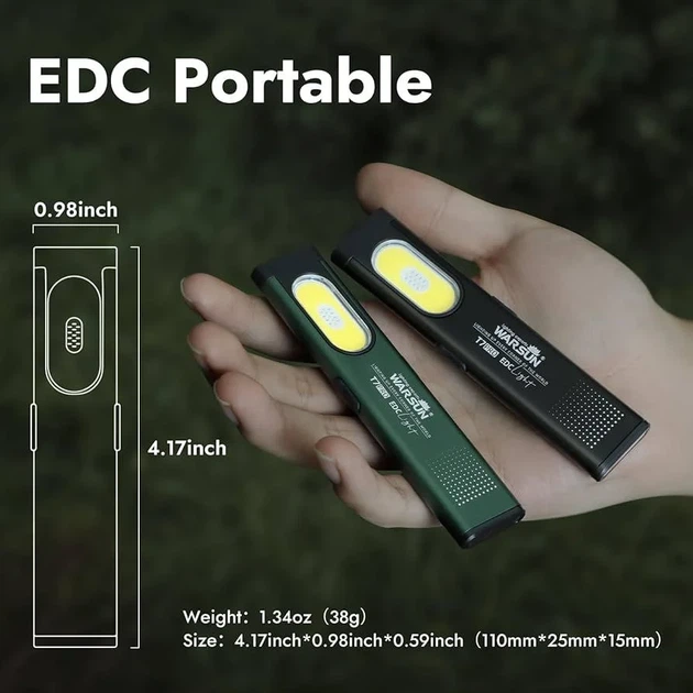 Ліхтар акумуляторний Warsun T7 PRO EDC 600lm Type-C 450 mAh IP44 з кліпсою, зелений - Фото 2 Ліхтар акумуляторний Warsun T7 PRO EDC 600lm Type-C 450 mAh IP44 з кліпсою, зелений - зображення 2