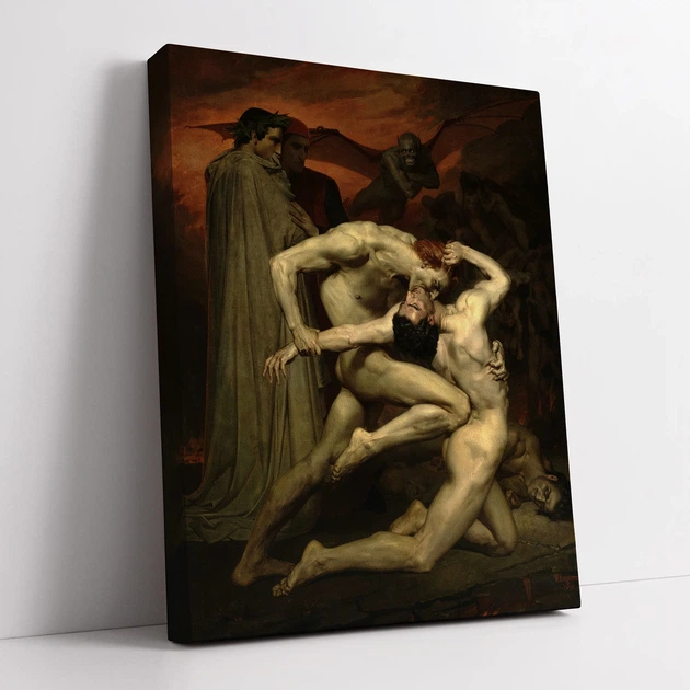Интерьерная картина Данте і Вергілій у пеклі, Вільям Бугро, Bouguereau, Dante and Virgil in Hell, интерьерный декор, 37×30 см (id6991) - изображение 2