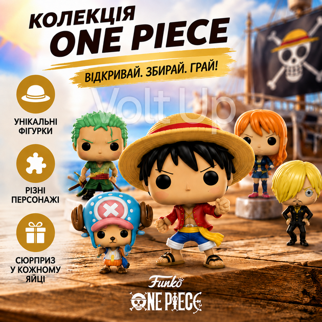 Шоколадные яйца Kinder Joy Funko One Piece 30 шт с молочным и какао-кремом, вафельными шариками и игрушкой-сюрпризом - изображение 4