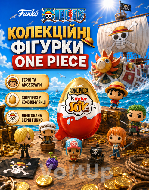 Шоколадні яйця Kinder Joy Funko One Piece 3 шт з молочним і какао кремом, вафельними кульками та іграшкою-сюрпризом - зображення 4