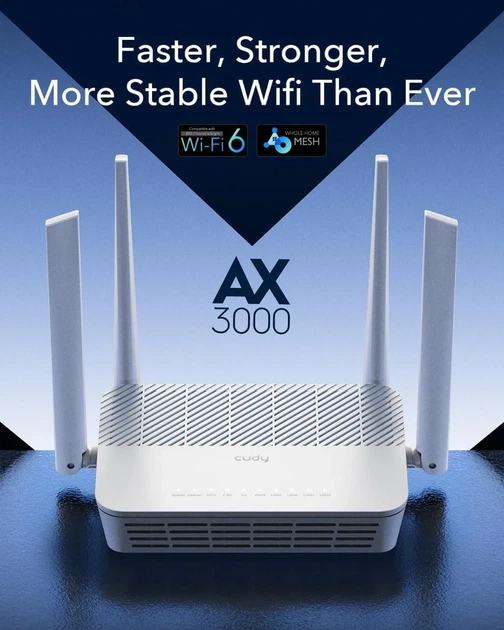 Маршрутизатор Cudy WR3000S Wi-Fi 6 AX3000 Белый (102200729) - изображение 2