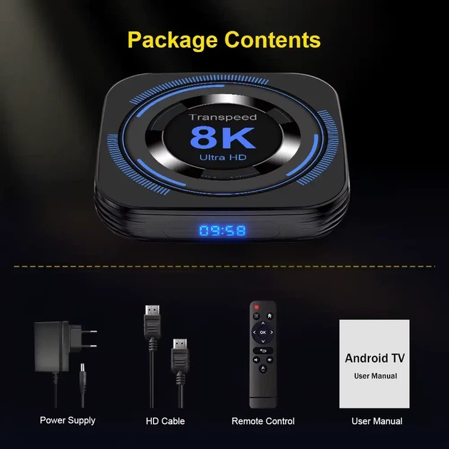 TV Box Transpeed 4/64 GB Android 12, 4K HDR10+, Dual Wi-Fi, Bluetooth, LAN, HDMI-приставка для телевізора - зображення 9