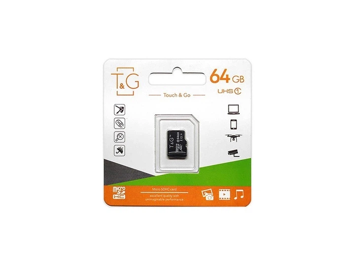 Карта пам'яті micro SDHC 64 Gb Class 10 T&G SD з адаптером - Фото 1 Карта пам'яті micro SDHC 64 Gb Class 10 T&G SD з адаптером - изображение 1