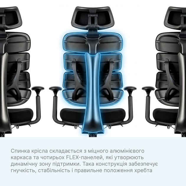 Кресло компьютерное офисное эргономичное OfficePro FlexCore ОС120B Black - Фото 8 Кресло компьютерное офисное эргономичное OfficePro FlexCore ОС120B Black - изображение 8