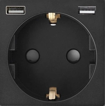 Подвійна розетка з USB + Type-C 1DAL | Чорний 2 гнізда (P157-STUTCX2.BL) - Фото 2 Подвійна розетка з USB + Type-C 1DAL | Чорний 2 гнізда (P157-STUTCX2.BL) - зображення 2