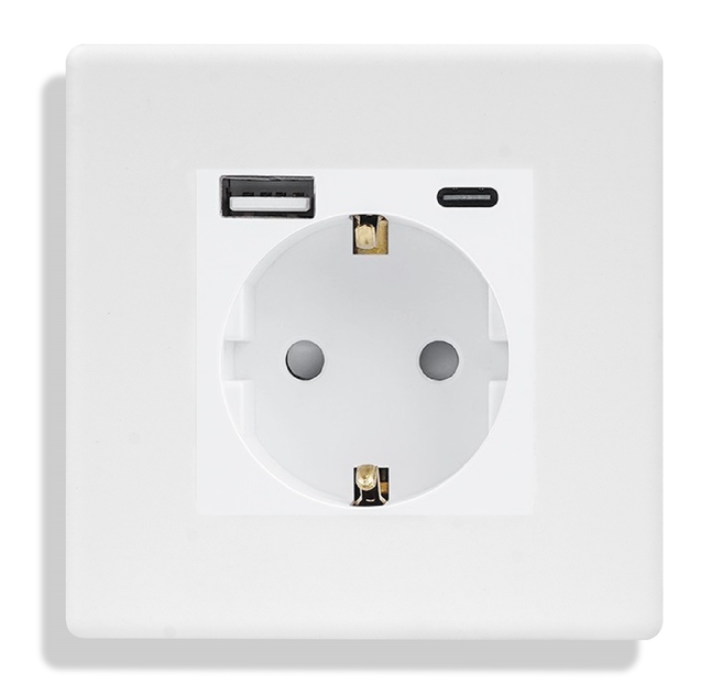Розетка с USB + Type-C 1DAL | Белый с З/К + Шторки (P86-STUTC.WT) - изображение 2