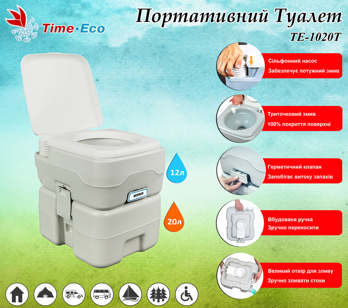 Биотуалет портативный Time Eco TE-1020T - Фото 7 Биотуалет портативный Time Eco TE-1020T - изображение 7