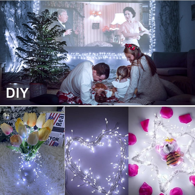 Кластерная LED-гирлянда Neonawall 3 м 200 LED, холодный белый, 8 режимов, таймер, IP44, 220 В 200 ярких огоньков для атмосферного - Фото 4 Кластерная LED-гирлянда Neonawall 3 м 200 LED, холодный белый, 8 режимов, таймер, IP44, 220 В 200 ярких огоньков для атмосферного - изображение 4