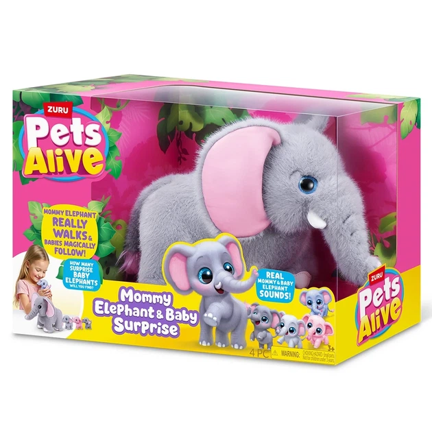 Интерактивная игрушка Pets Alive Мама слониха с малышами, звук, движение, высота 21 см - Фото 8 Интерактивная игрушка Pets Alive Мама слониха с малышами, звук, движение, высота 21 см - изображение 8