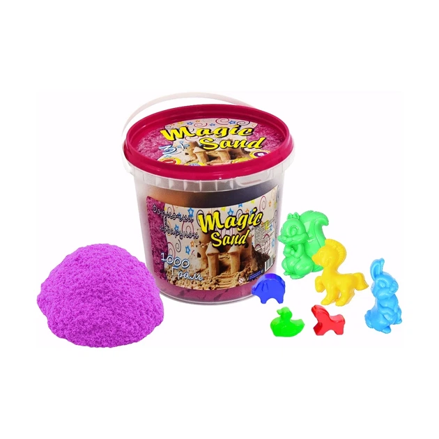 Кинетический песок Strateg Magic Sand розовый 1 кг в пластиковом ведёрке с формочками, 3+ - Фото 1 Кинетический песок Strateg Magic Sand розовый 1 кг в пластиковом ведёрке с формочками, 3+ - изображение 1