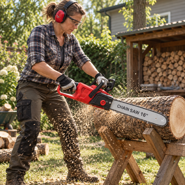 Акумуляторна ланцюгова пила Chain Saw 16″ 36V 40 см 6.0 Ah з 2 АКБ Безключове натягування Автоматичне змащення Електропила для дров саду - изображение 6