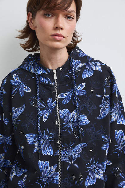 Кофта зипка женская relaxed fit принтованая черная Medicine M - Фото 4 Кофта зипка женская relaxed fit принтованая черная Medicine M - изображение 4