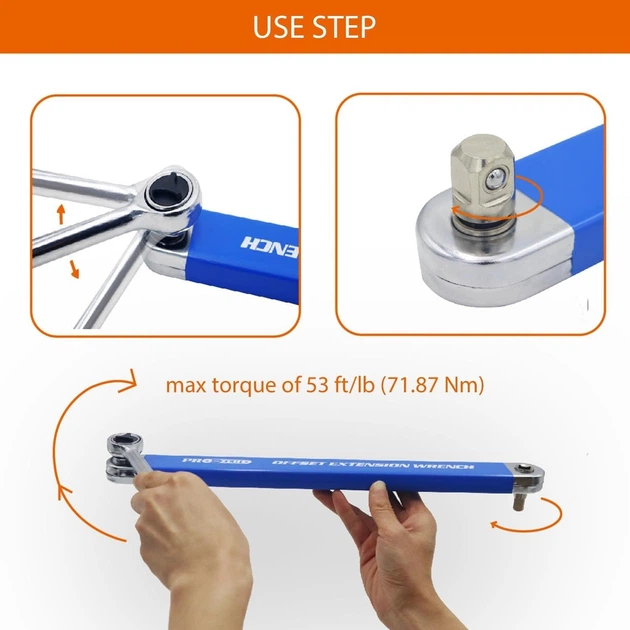 Удлиненный трещоточный ключ AND Tool 39 см с адаптерами 1/4| , 3/8| и 1/2″ - изображение 8