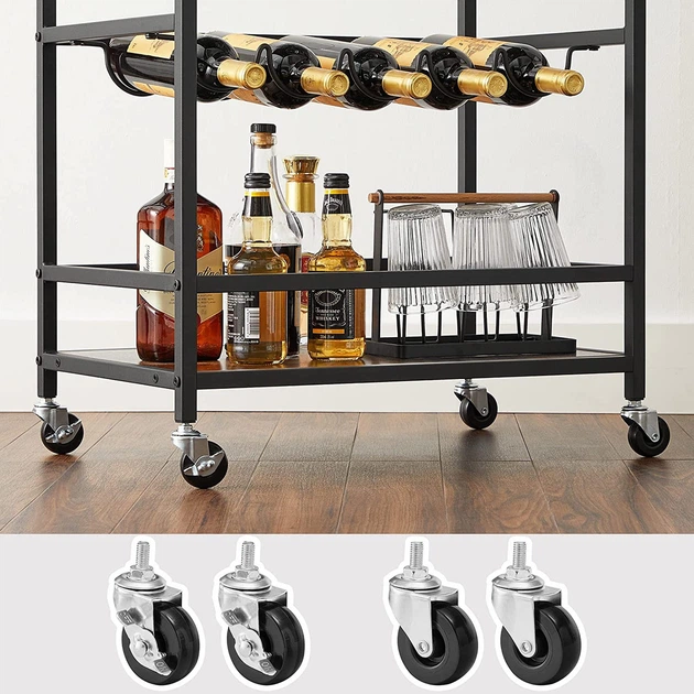 Стелаж етажерка з полицями для пляшок на колесах VASAGLE 75х40х60 см LRC087B01 - зображення 5