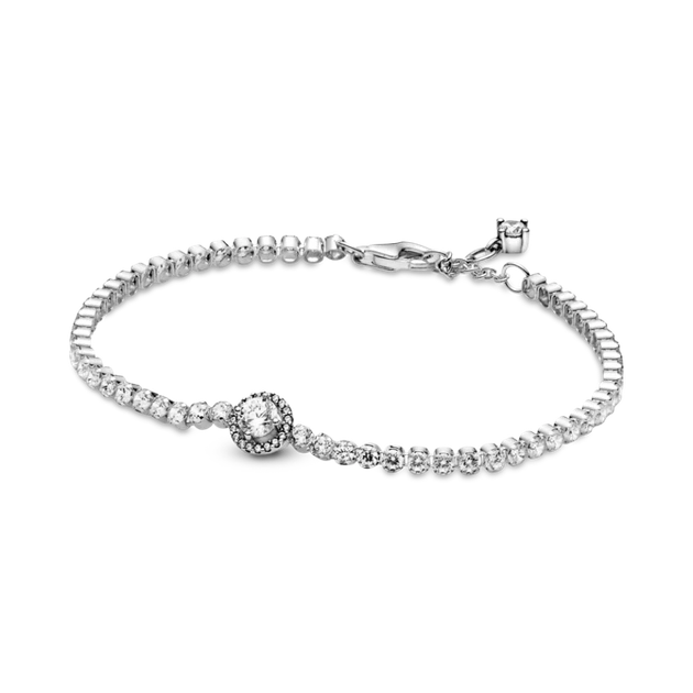 Pandora Браслет теннисный с ореолом 16 см (Silver-White) - Фото 1 Pandora Браслет теннисный с ореолом 16 см (Silver-White) - изображение 1