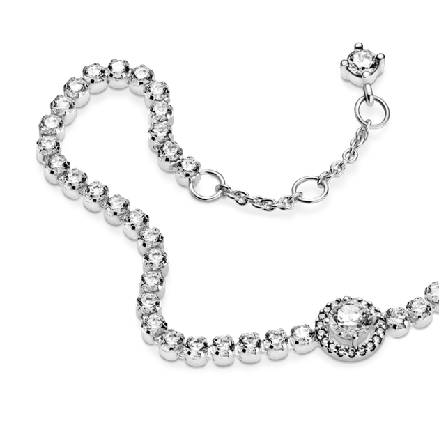 Pandora Браслет теннисный с ореолом 16 см (Silver-White) - Фото 4 Pandora Браслет теннисный с ореолом 16 см (Silver-White) - изображение 4
