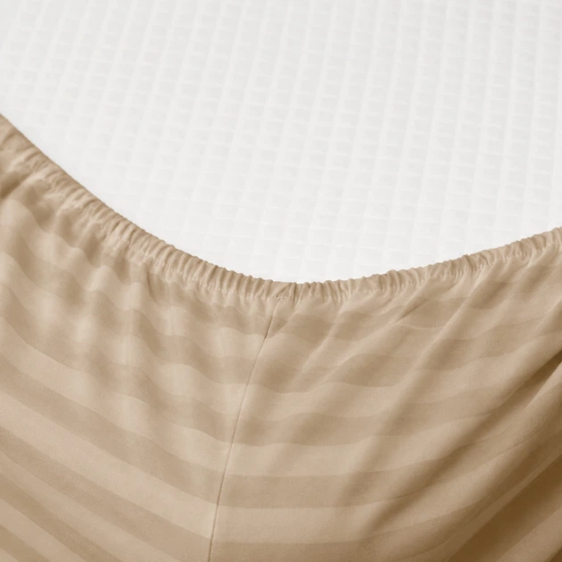 Простирадло на резинці MirSon 80x190 см Ranforce Elite 17-0610 Stripe Light Brown (2200008198688) - зображення 8