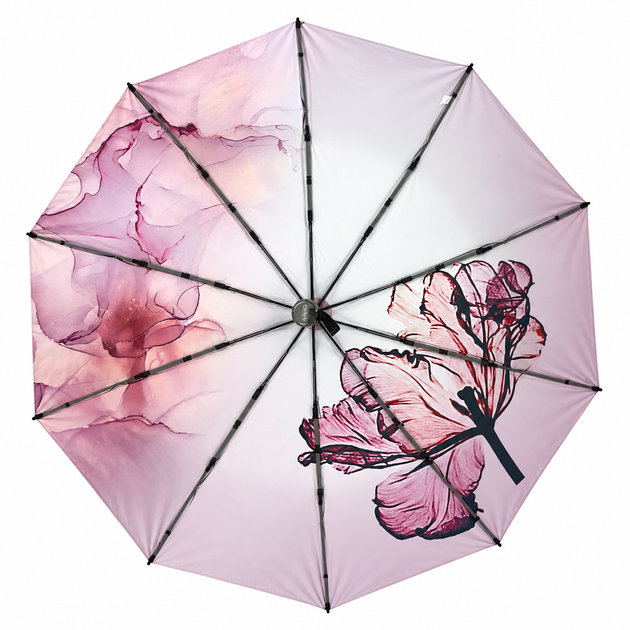 Женский зонт автомат Три Слона N7567 Pink Peony черный 10 спиц Антиветер - изображение 7