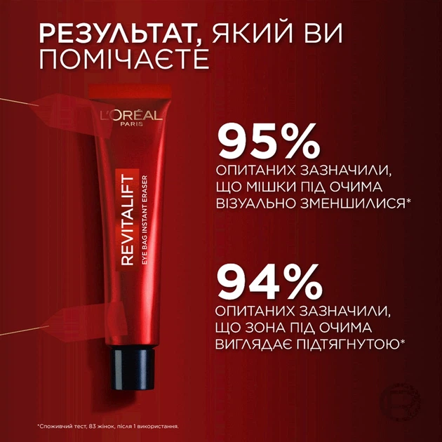 Крем L'Oreal Paris Revitalift Laser для мгновенного маскирования мешков под глазами 15 мл (3600524186234) - Фото 7 Крем L'Oreal Paris Revitalift Laser для мгновенного маскирования мешков под глазами 15 мл (3600524186234) - изображение 7