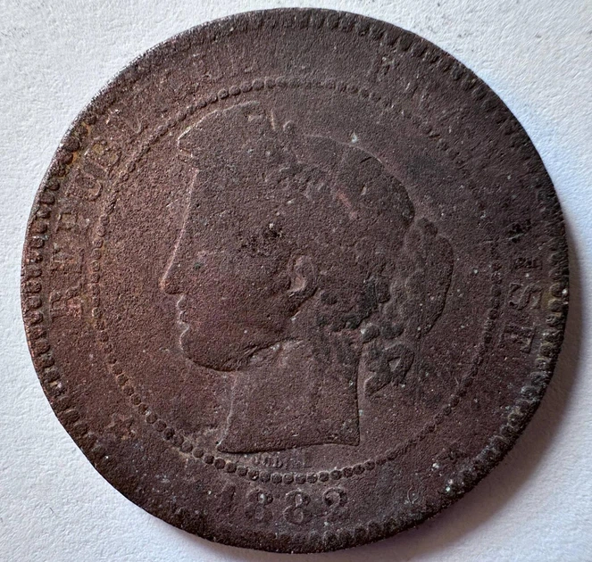 Франція 10 сантимів 1882 рік Монети світу - изображение 2