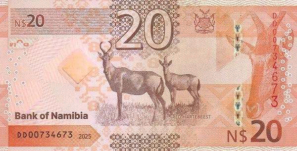 Намібія 20 Доларів 2025 рік Банкноти світу UNC - изображение 2