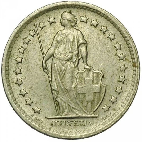 Швейцарія 1/2 франка 1969 рік Монети світу - изображение 2