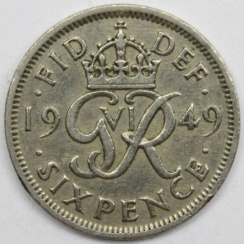 Велика Британія 6 пенсів 1949 рік Монети світу - Фото 1 Велика Британія 6 пенсів 1949 рік Монети світу - изображение 1