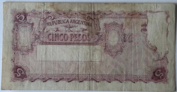 5 Песо Pesos 1935-1951 рр. Банкнота Аргентина Південна Америка P-264 - изображение 2