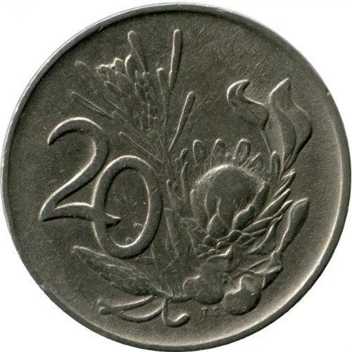 ПАР 20 центів 1972 рік Монети світу - Фото 1 ПАР 20 центів 1972 рік Монети світу - изображение 1