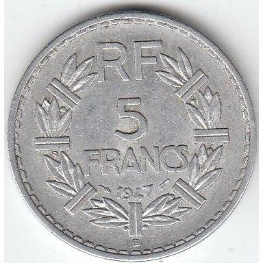 Франція 5 франків 1947 рік Монети світу - Фото 1 Франція 5 франків 1947 рік Монети світу - изображение 1