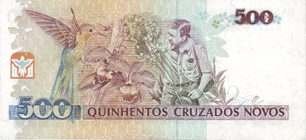 500 Крузадо ново Cruzado Novo 1989-1990 рік Банкнота Бразилія Південна Америка UNC P-222 - Фото 2 500 Крузадо ново Cruzado Novo 1989-1990 рік Банкнота Бразилія Південна Америка UNC P-222 - изображение 2